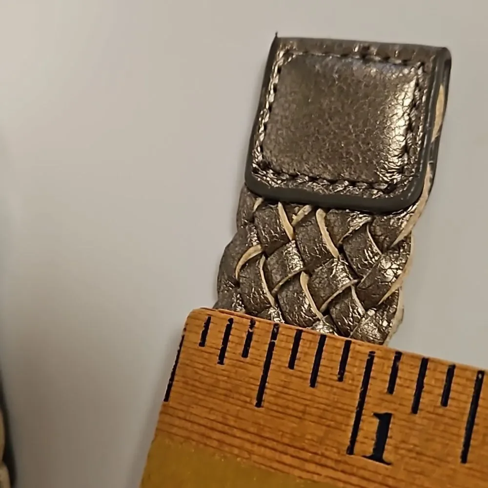 Metalic Silver Woven Leather Vintage Belt waist 30